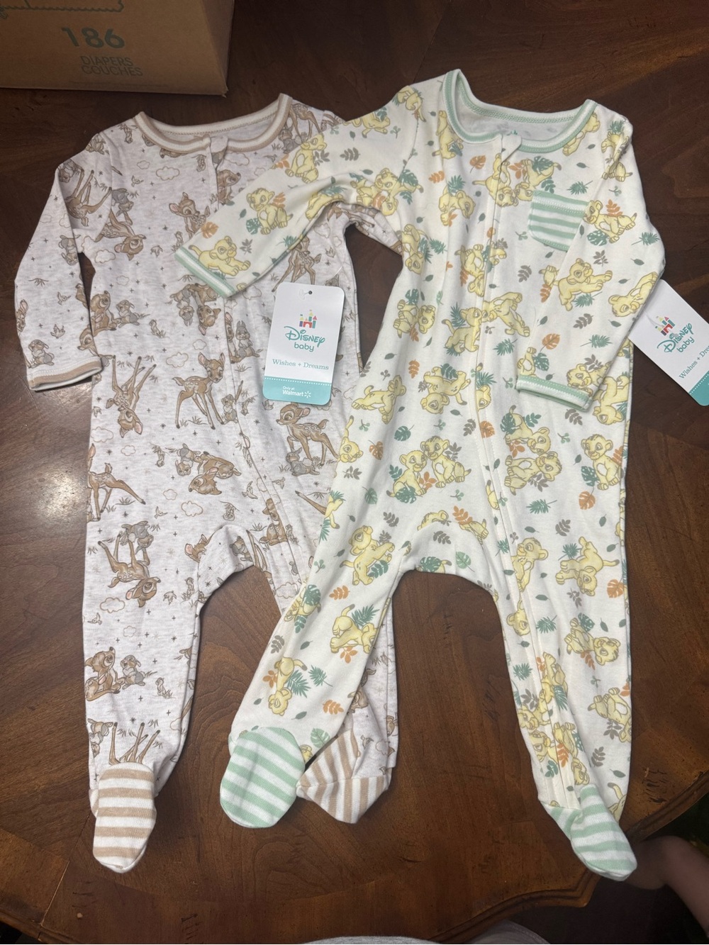 Disney Baby Footed One-Pieces in Cream, Tan & Green